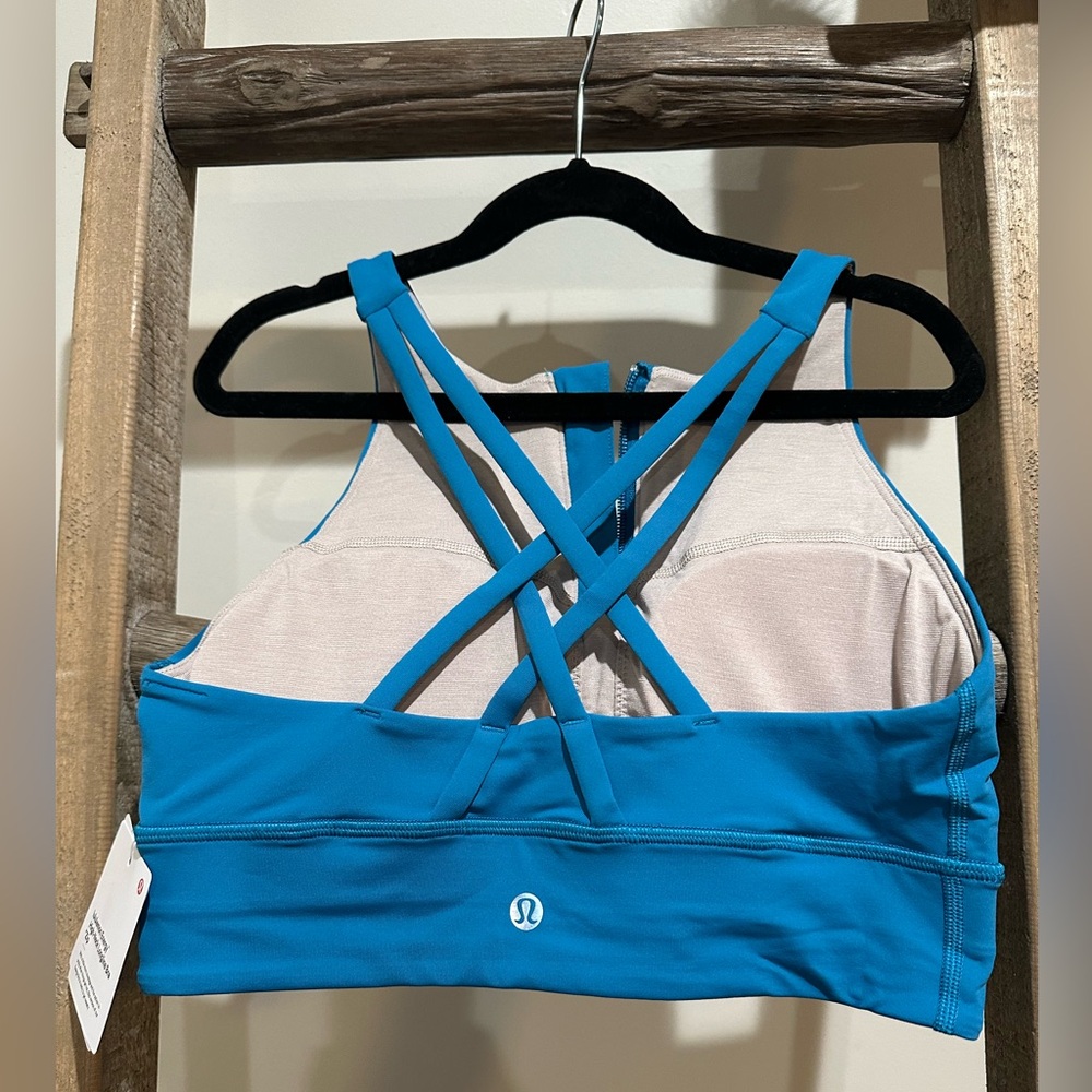 Lululemon Energy Long Line Bra High Neck Blue Hawaiian B/C Cups NWT SOLDOUT - Picture 2 of 4